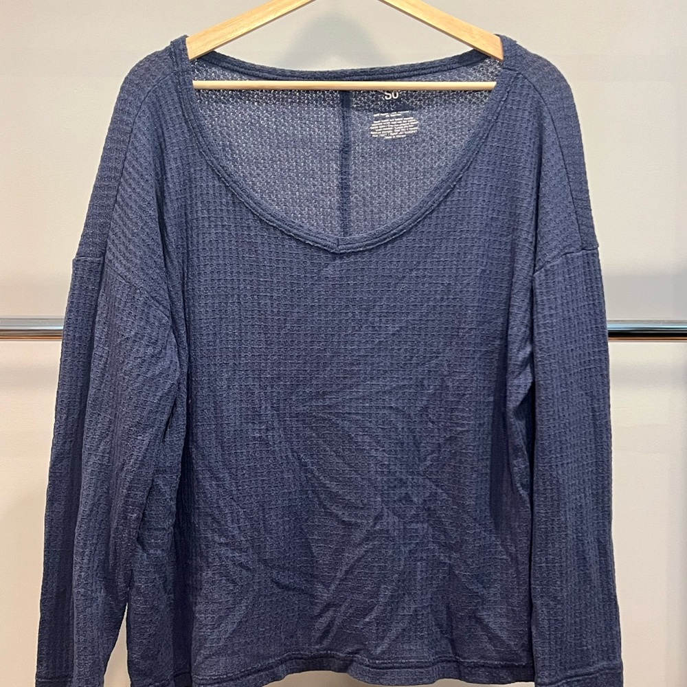 SO Blue Relaxed Ribbed Sweatshirt